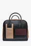 Burberry Brown/Black Calfskin Leather Paneled Cube Bowling Bag with Strap