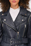 Veronica Beard Blue 'Dylan' Leather Jacket with Detachable Sleeves Size 6