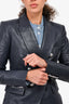 Veronica Beard Navy Leather Double Breasted 'Dickey' Blazer Size 2