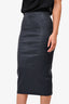 Veronica Beard Navy Blue Leather 'Kaliyah' Pencil Skirt Size 2