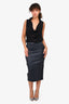 Veronica Beard Navy Blue Leather 'Kaliyah' Pencil Skirt Size 2