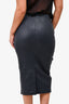 Veronica Beard Navy Blue Leather 'Kaliyah' Pencil Skirt Size 2