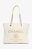 Pre-Loved Chanel™ 2021/22 Beige/Gold Metallic Tweed Small Deauville Shopping Tote