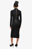 Balmain Black Knit Button Detail High Neck Midi Dress Size 34