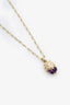 Gucci 18K Yellow Gold Diamond Amethyst Stone Lion Necklace