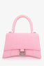 Balenciaga Pink Denim Hourglass S Top Handle with Strap