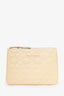 Comme des Garcons Cream Leather Zip Coin Pouch