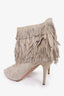 Aquazurra Taupe Suede Fringe Ankle Boots Size 40