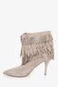 Aquazurra Taupe Suede Fringe Ankle Boots Size 40