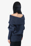 Acne Studios Navy Mohair Off-Shoulder Sweater Size S