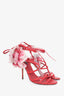 Dolce & Gabbana Red Leather Floral-Motif Sandals Size 38