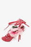 Dolce & Gabbana Red Leather Floral-Motif Sandals Size 38