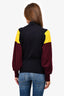 Victoria Victoria Beckham Navy/Yellow/Burgundy Mockneck Fitted Sweater Size M