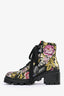 Gucci Black Floral Combat Boots Size 40.5