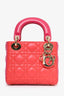 Christian Dior 2014 Limited Edition Two-Tone Red/Fuchsia Cannage Leather Mini Lady Dior