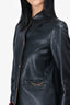 Gucci 2023-2024 Black Calfskin Biker Jacket with Horsebit Chain Detail Size 40