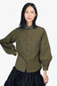 Toga Pulla Green Nylon Shirt with Neck Buckle Detail Size 38