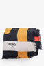 Fendi Black/Multicolour Silk/Wool Logo Print Scarf