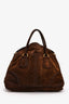 Prada Dark Brown Suede Large Bowler Bag With Strap (As Is)