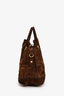 Prada Dark Brown Suede Large Bowler Bag With Strap (As Is)