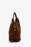 Prada Dark Brown Suede Large Bowler Bag With Strap (As Is)