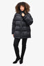 Off-White Black Down Cinched Waist Jacket with Hood Size 38