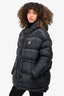 Off-White Black Down Cinched Waist Jacket with Hood Size 38