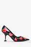 Prada Black Patent Leather Heart Patched Heels Size 37.5