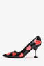 Prada Black Patent Leather Heart Patched Heels Size 37.5