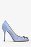 Gucci Blue Suede Leather Dionysus Square Toed Heels Size 37.5