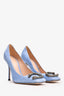 Gucci Blue Suede Leather Dionysus Square Toed Heels Size 37.5