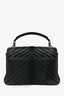 Saint Laurent 2016 Black Chevron Leather Medium College Bag with Chain