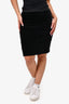 Sonia Rykiel Black Velvet Quilted Midi Skirt Size M