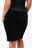 Sonia Rykiel Black Velvet Quilted Midi Skirt Size M