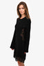 Chloe Black Virgin Wool Knit Dress with Eyelet Lace Trim Size 40