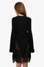 Chloe Black Virgin Wool Knit Dress with Eyelet Lace Trim Size 40