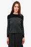 Saint Laurent Black/Silver Metallic Striped Knit Sweater Size XS