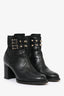 Valentino Black Leather Rockstud Block Heel Boots Size 37.5