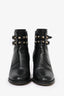 Valentino Black Leather Rockstud Block Heel Boots Size 37.5