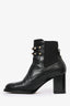 Valentino Black Leather Rockstud Block Heel Boots Size 37.5