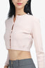 Gucci Pink Long Sleeve Cropped Quilted Cardigan Size S