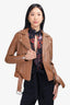 Mackage Brown Leather Biker Jacket Size XS