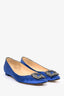 Manolo Blahnik Blue Satin Hangisi Flats Size 39.5