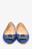 Manolo Blahnik Blue Satin Hangisi Flats Size 39.5