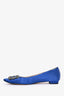 Manolo Blahnik Blue Satin Hangisi Flats Size 39.5