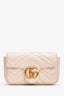 Gucci White Leather Chevron Quilted GG Marmont Super Mini Bag