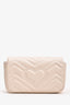 Gucci White Leather Chevron Quilted GG Marmont Super Mini Bag