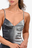 AREA Grey Silver Glimmer Crystal Strap Pyramid Cup Mini Dress Size 2