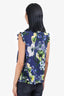 Erdem Blue Floral Sleeveless Ruffle Blouse Estimated Size Small