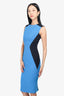 Victoria Beckham Blue/Black Embroidered Side Dress Size 4